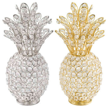 6" X 6" X 12.5" Silver Crystal Pineapple