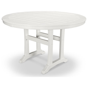 Polywood Nautical Trestle 48" Round Dining Table, White