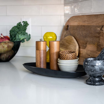 Kitchen Countertop Decor With Wooden and Ceramic Accents