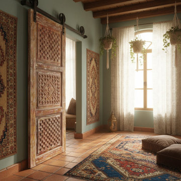Rustic Elegance with Carved and Antique Barn Doors