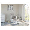 Pemberly Row Glider with Ottoman Set in White and Taupe Swirl Cushion