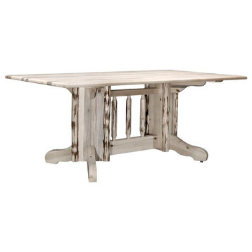 Montana Woodworks Transitional Wood Double Pedestal Dining Table in Natural