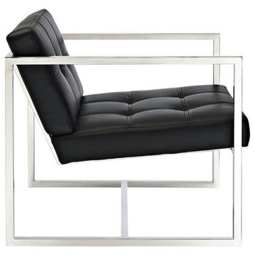 Morgan Upholstered Vinyl Lounge Chair, Black