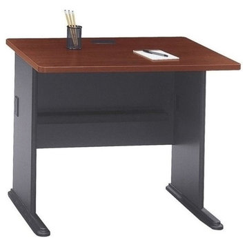 Bowery Hill 36" Transitional Engineered Wood Desk in Hansen Cherry/Gray