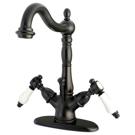 Kingston Brass Two-Handle Bathroom Faucet With Brass Pop-Up, Oil Rubbed Bronze