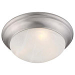 Livex Lighting - Livex Lighting 7302-91 Omega, 1 Light Flush Mount, Brushed Nickel/Satin Nickel - A white finish bands this contemporary ceiling ligOmega 1 Light Flush  Brushed Nickel WhiteUL: Suitable for damp locations Energy Star Qualified: n/a ADA Certified: n/a  *Number of Lights: 1-*Wattage:75w Medium Base bulb(s) *Bulb Included:No *Bulb Type:Medium Base *Finish Type:Brushed Nickel