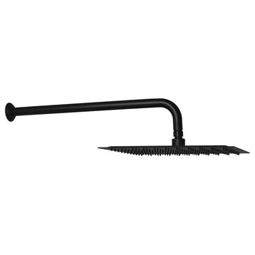 12" Square Shower Head With 19" Shower Arm, Matte Black