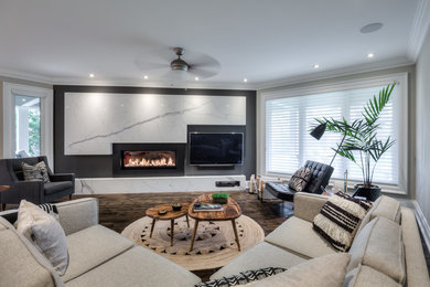 Inspiration for a transitional family room remodel in Other
