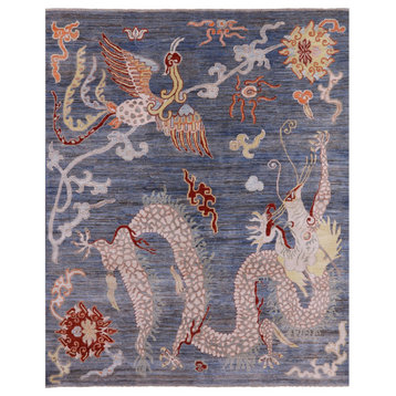 Dragon And Phoenix Handmade Wool Rug 8' 4" X 9' 10" Q10401