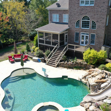 Composite Deck Overlooking Backyard Pool