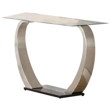 Coaster Contemporary Rectangular Glass Top Sofa Table in Silver