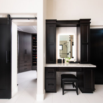 His and Hers Walk-in Closets with Makeup Vanity