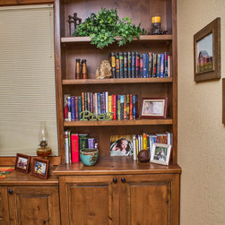 Knotty Alder Built-in bookshelf and Quarter Sawn Oak desk - Products