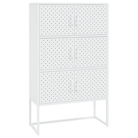 vidaXL Highboard Side Cabinet Storage File Cabinet for Entryway White Steel
