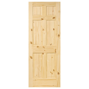 6-Panel Door, Solid Knotty Pine, Kimberly Bay Interior Slab Colonial, 80"x28"