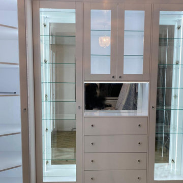 Linear Glass Modern White Walk-in Wardrobes in Arlington by Inspired Elements