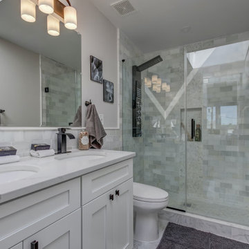 Bathroom Remodeling With Corner Tub, Standing Shower, Sink & Extra Cabinet Space