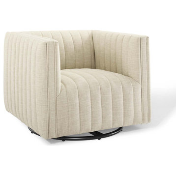 Perception Tufted Swivel Upholstered Armchair, Beige