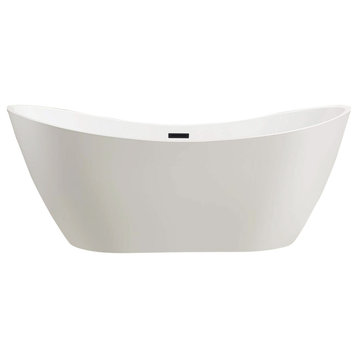 71"x32" Freestanding Acrylic Bathtub, White/Matte Black