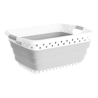 Collapsible Laundry Basket- Square Pop Up Storage by Lavish Home, Gray -  Contemporary - Hampers - by Trademark Global