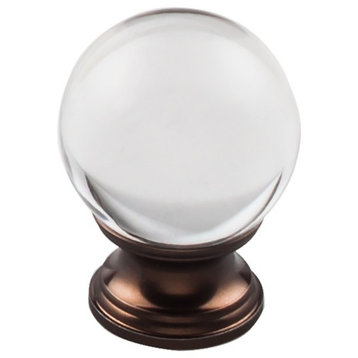 Clarity Clear Glass Round Knob 1 3/8", Oil Rubbed Bronze Base