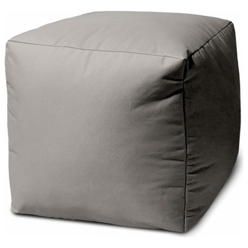 17  Cool Steely Silver Gray Solid Color Indoor Outdoor Pouf Cover