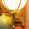Tang Brass Table Lantern With Silk Shade