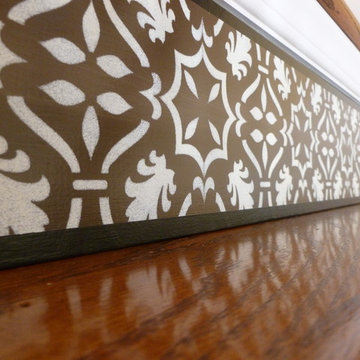Painted Stair Risers - Brown & White Damask