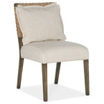 Hooker Furniture - Sundance Woven Back Side Chair - Inspired by a California casual aesthetic, the Sundance Side Chair exudes character with woven rope backs and a dark wood frame finished in Cliffside, a rich brown with light burnishing on the edges. The upholstered seat and loose pillow back are covered in the Zuri Cream performance fabric for carefree maintenance and inviting comfort.