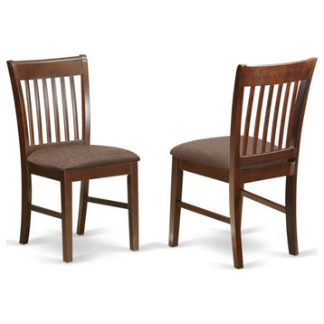 East West Furniture Norfol 35" Fabric Dining Chairs in Mahogany (Set of 2)