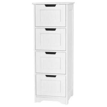 Costway Bathroom Floor Cabinet Free-Standing Side Storage Organizer w/4 Drawers