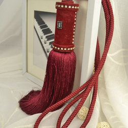 6 Colors QYM29 Polyester Curtain Tassel Tie Backs in Red Color - Window Treatment Accessories