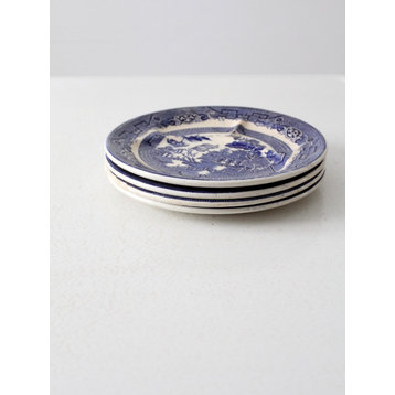 Consigned, Vintage Allerton's Blue Willow Divided Plates Set of 4