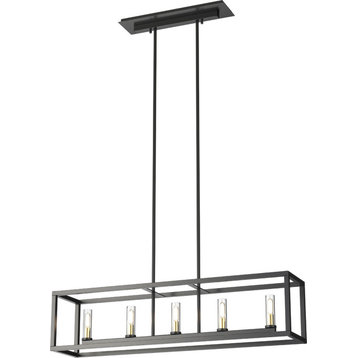 Sambre 5-Light Linear Chandelier, Graphite With Clear Glass