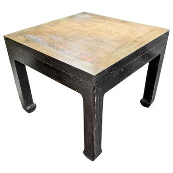 Consigned Black & Tan Ming Side Table