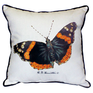 Betsy Drake Red Admiral Butterfly Extra Large 22 X 22 Indoor / Outdoor Pillow