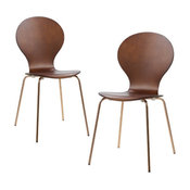 Versanora Contorno Bentwood Chairs, Set of 2, Walnut/Rose Gold