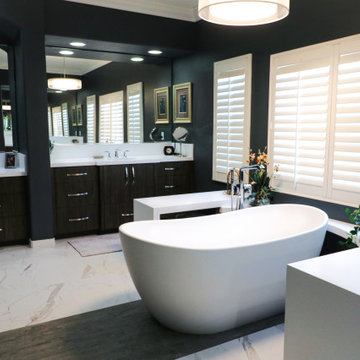 Dramatic Contemporary Traditional Marble Bathroom