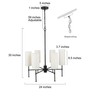 LNC Modern 6-Light Matte Black White Candle Chandelier for Living Room