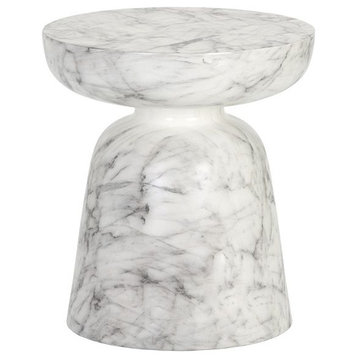 Lucida End Table, Marble Look, White