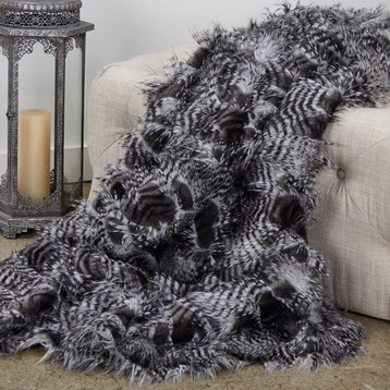 Plutus Porcupine Gray and Silver Faux Fur Luxury Blanket 90Lx90W Full