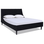 Jennifer Taylor Home - Aspen Vertical Tufted Headboard Platform Bed, Anthracite Black Velvet, Queen - A simple yet elegant look gives the Aspen Upholstered Platform Bed by Sandy Wilson Home a modern yet timeless feel. The subtle vertical channel tufting of the low headboard and simple, solid wood legs are a nod to a retro 70's look, made modern by the graceful, curved wings that sweep seamlessly into the side- and foot panels for a completely unique platform design. Available in Queen, King, and California King sizes in all the trend-worthy colors from Evergreen to Ash Rose to Anthracite Black, the Aspen Bed Set is the perfect centerpiece to your master suite, guest room, or teen's room.