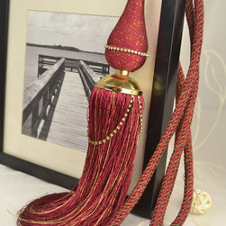 6 Colors QYM24 Polyester Curtain Tassel Tie Backs in Red Color - Window Treatment Accessories