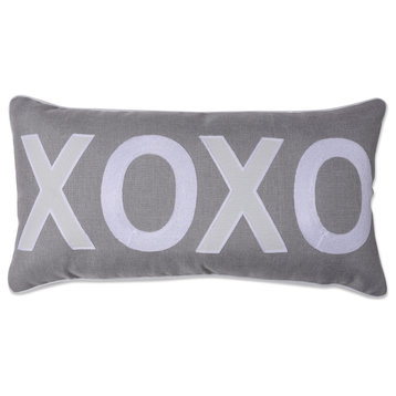 Indoor Valentines XOXO Gray Rectangular Throw Pillow