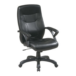 Deluxe High Back Faux Leather Chair with Padded Arms - Office Chairs