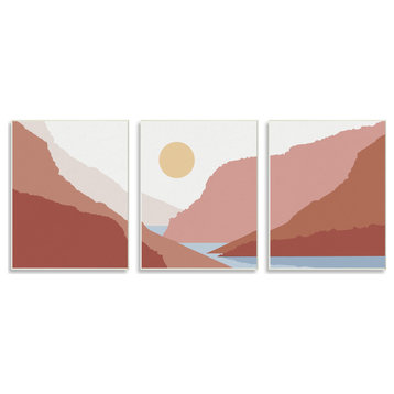 Southwestern Stream Flowing Mountain Landscape Collage, 3pc, each 13 x 19