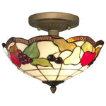 Dale Tiffany - Dale Tiffany STH11001 Fruits, 2 Light Semi-Flush Mount, Antique Brass - Our Fruits Semi-Flush Mount fixture does double duFruits 2 Light Semi- Antique Brass Hand R *UL Approved: YES Energy Star Qualified: n/a ADA Certified: n/a  *Number of Lights: 2-*Wattage:75w E26 Medium Base bulb(s) *Bulb Included:No *Bulb Type:E26 Medium Base *Finish Type:Antique Brass