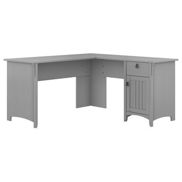 L-Shaped Desk, Storage Drawers & 1-Door Cabinet With Inner Shelf, Cape God Gray