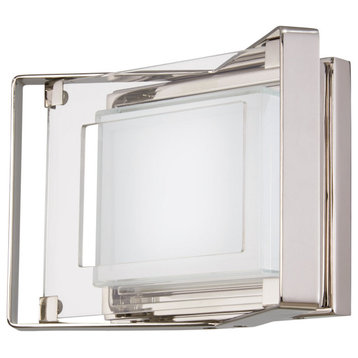 Crystal Clear 1 Light Bathroom Vanity Light, Polished Nickel, 10"