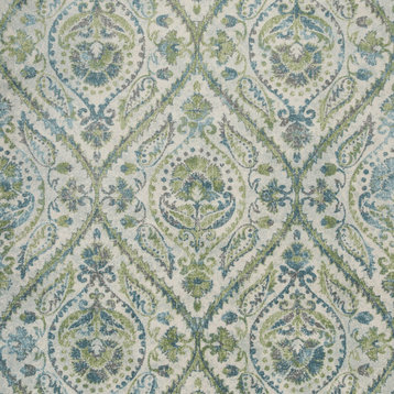5' X 8' Ivory Or Teal Tropical Parisian Indoor Area Rug